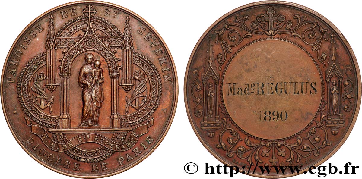 III REPUBLIC Médaille, Paroisse de Saint-Séverin XF