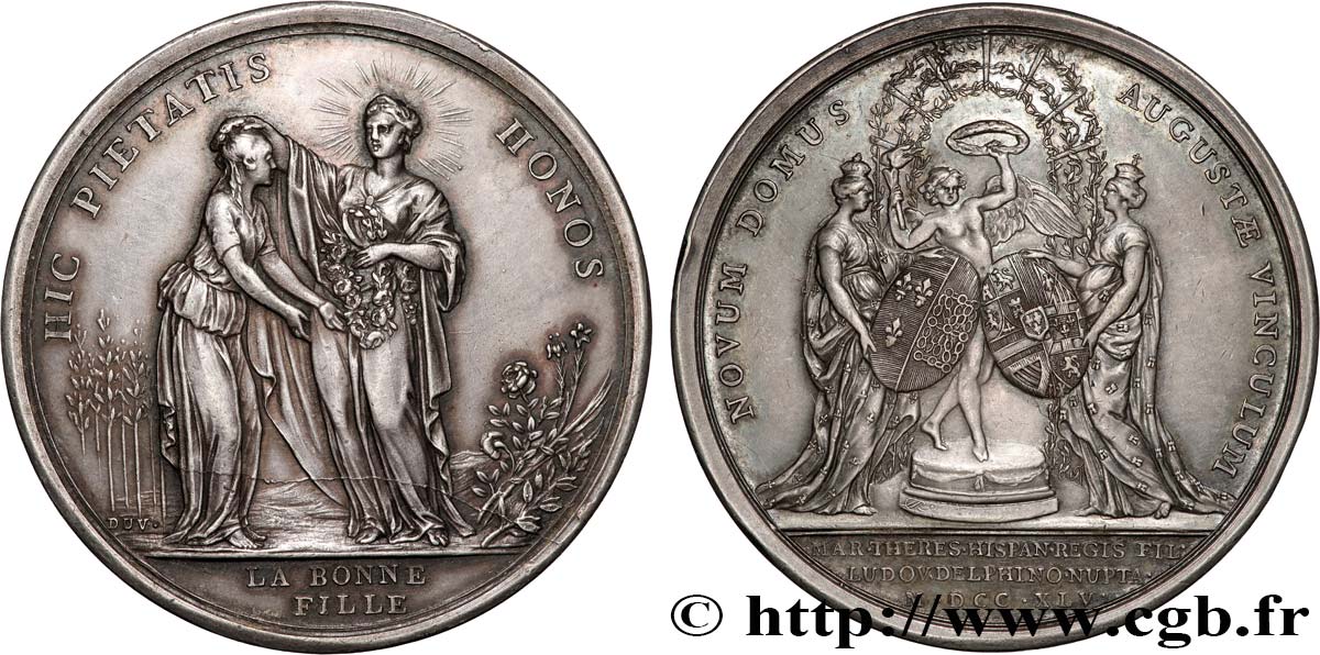 LOUIS XV DIT LE BIEN AIMÉ Médaille, Mariage de Marie-Thérèse et Louis de France, La Bonne Fille AU