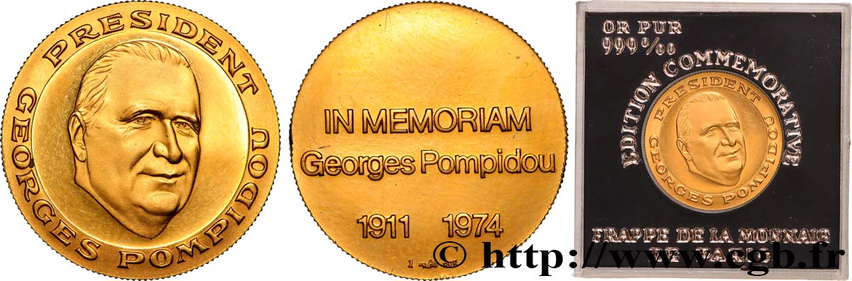 V REPUBLIC Médaille, In Memoria, Georges Pompidou Proof set