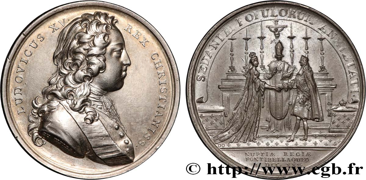 LOUIS XV DIT LE BIEN AIMÉ Médaille, Mariage de Louis XV et de Marie Leszczynska TTB+