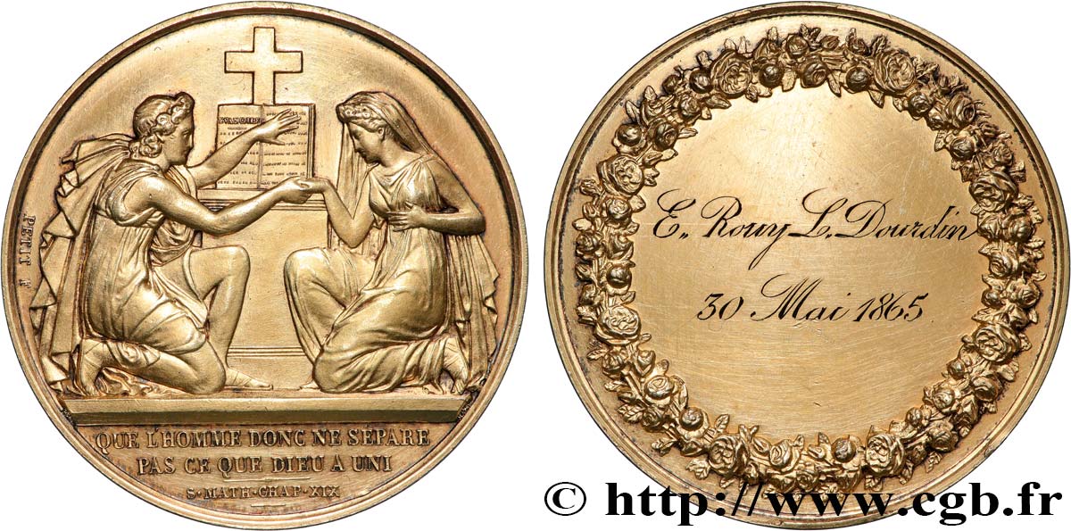 LOVE AND MARRIAGE Médaille de mariage, Evangile de St Mathieu  AU/AU