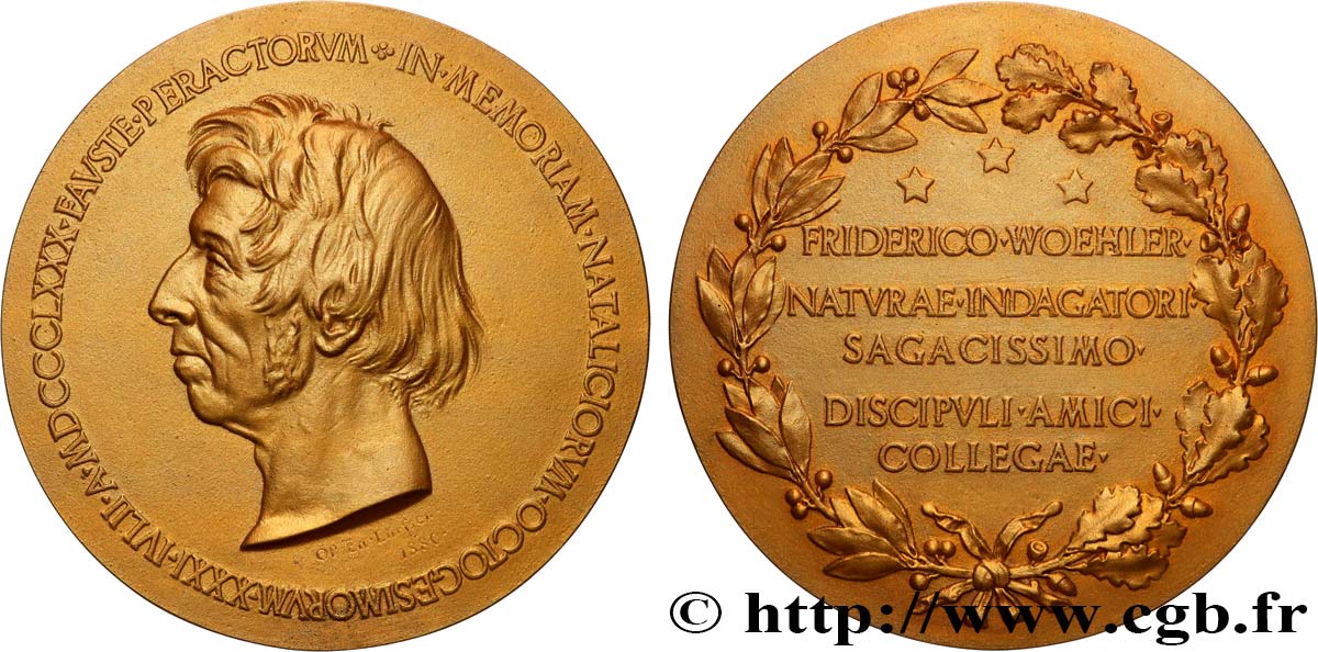 SCIENCE & SCIENTIFIC Médaille, 80e anniversaire de naissance de Friedrich Wöhler AU