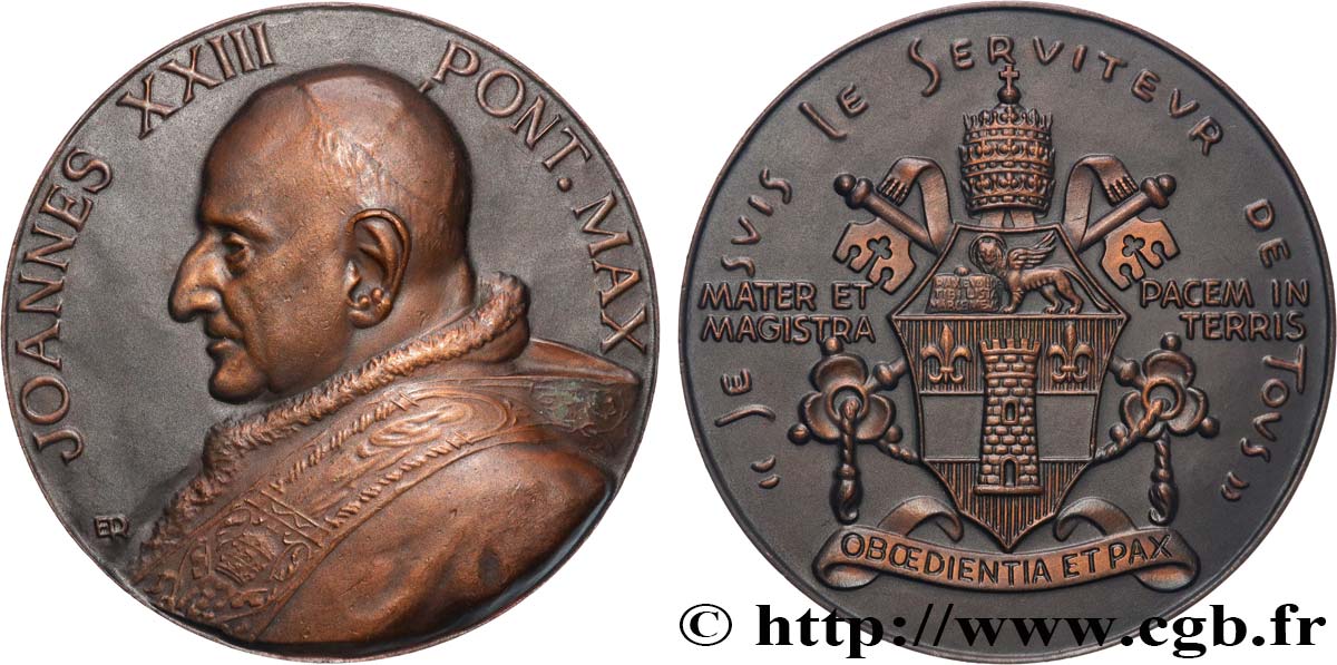 ITALIE - ÉTATS DU PAPE - JEAN XXIII (Angelo Guiseppe Roncalli) Médaille, Sa Sainteté Jean XXIII, Je suis le serviteur de Dieu SUP