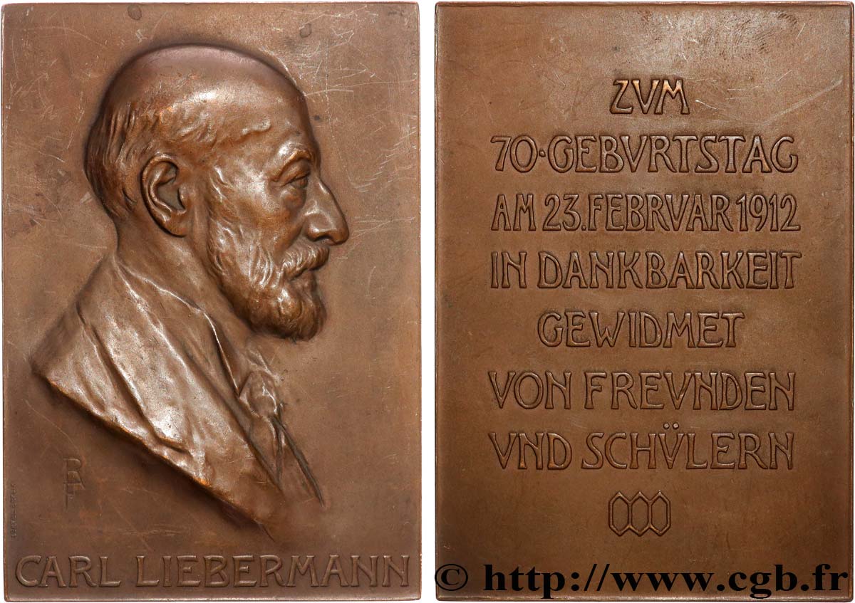 SCIENCES & SCIENTIFIQUES Plaquette, 70e anniversaire de Carl Liebermann AU