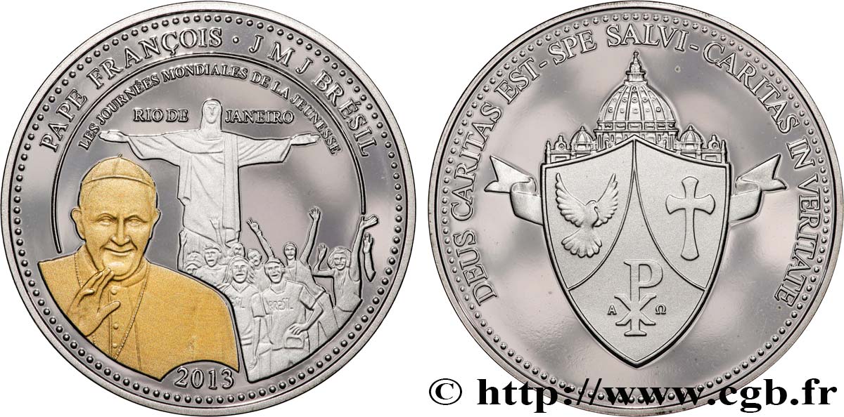 VATICAN AND PAPAL STATES Médaille, Pape François, JMJ du Brésil MS