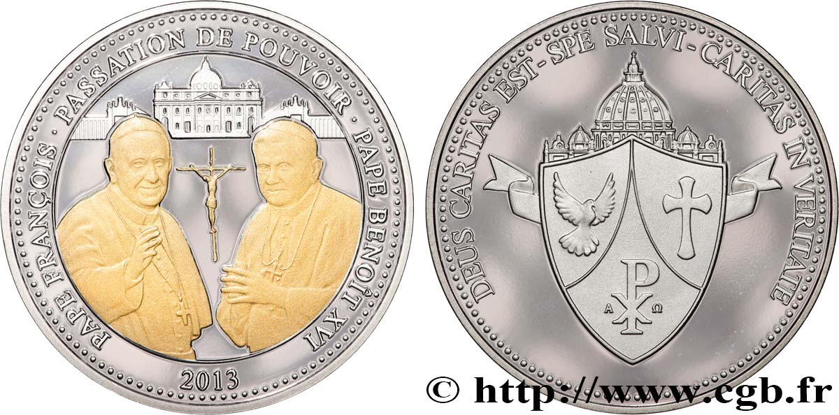 VATICAN ET ÉTATS PONTIFICAUX Médaille, Pape François, Passation du pouvoir de Benoît XVI SPL