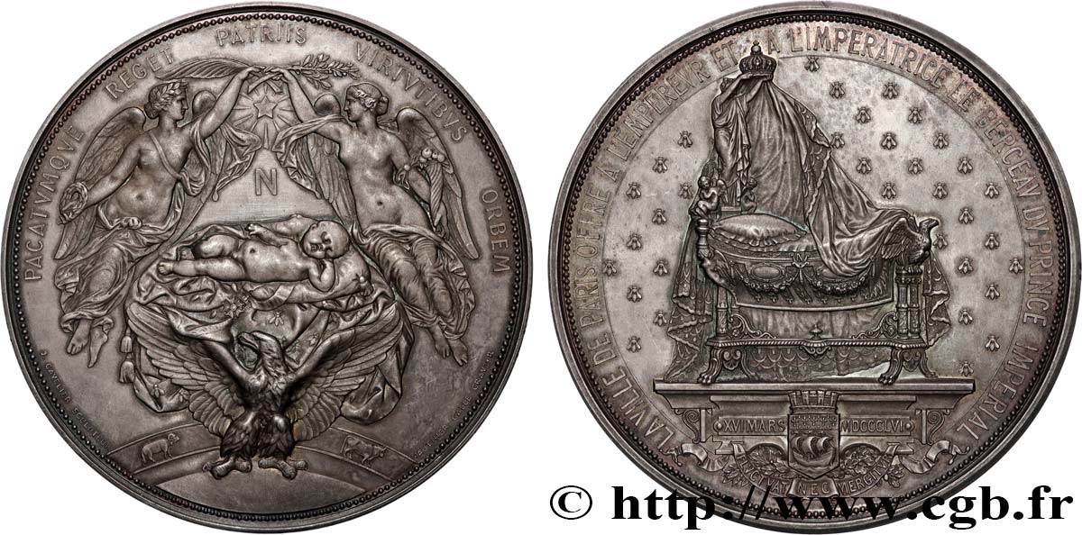 SEGUNDO IMPERIO FRANCES Médaille, Berceau du prince impérial Louis-Napoléon EBC