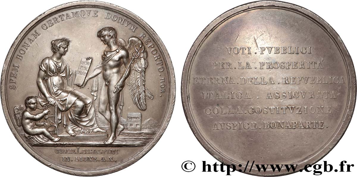 ITALY - SUBALPINE GAUL Médaille, Constitution de la République italienne à Lyon XF