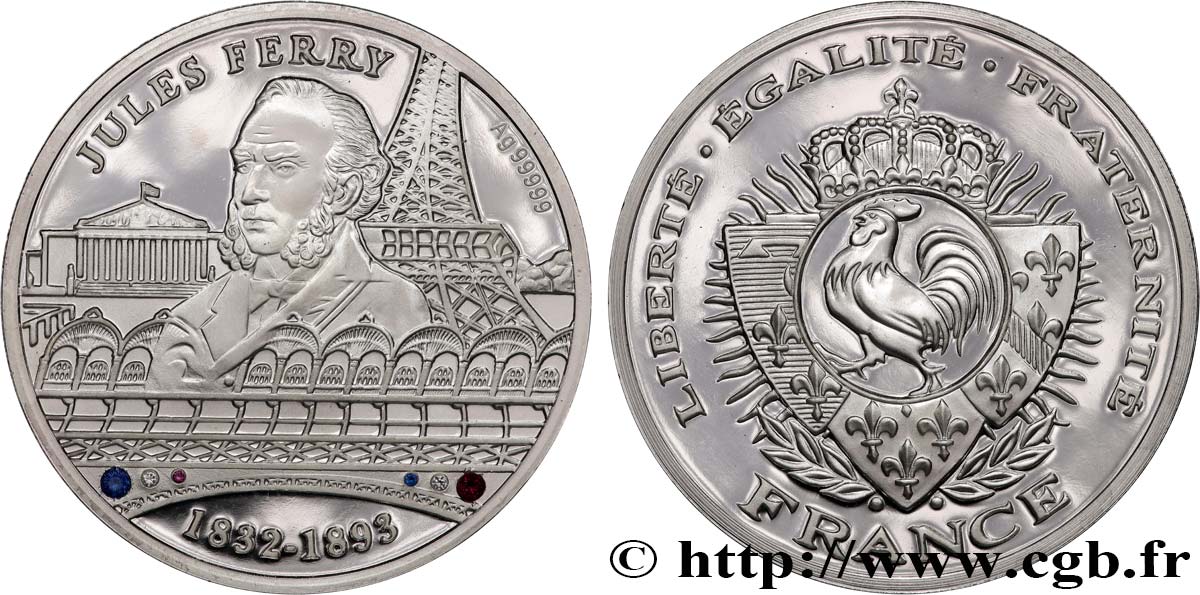 QUINTA REPUBLICA FRANCESA Médaille, 120e anniversaire de la disparition de Jules Ferry EBC