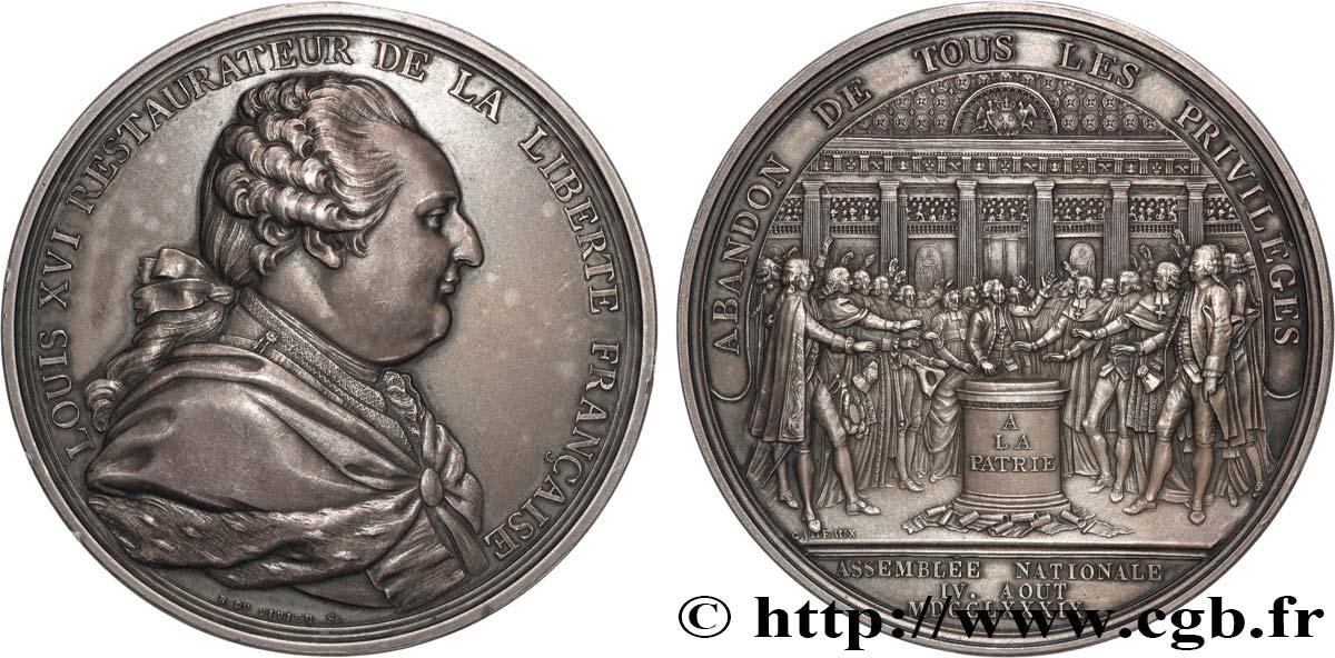 LOUIS XVI Médaille, Abandon de tous les privilèges - retiré/withdrawn q.SPL/SPL