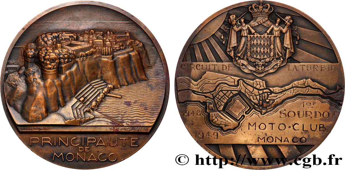 MONACO - PRINCIPAUTÉ DE MONACO - LOUIS II Médaille, Le Rocher, Moto-Club TTB