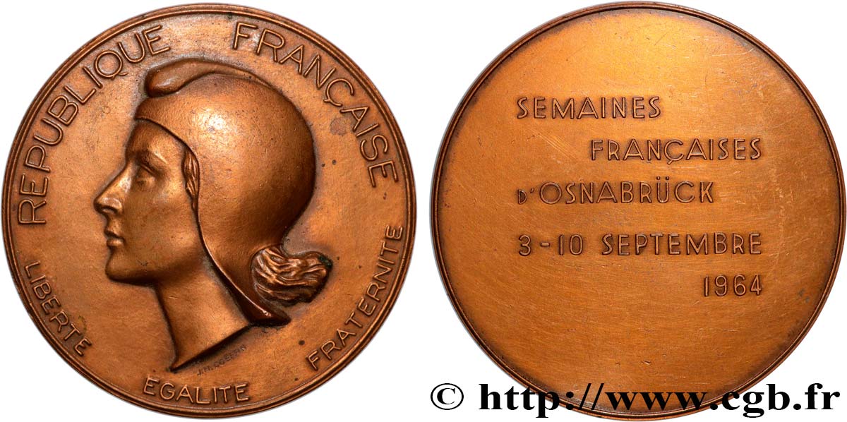 CINQUIÈME RÉPUBLIQUE Médaille, Semaines françaises d’Osnabrück TTB