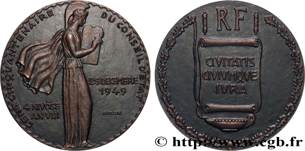 QUARTA REPUBBLICA FRANCESE Médaille, Cent Cinquantenaire du Conseil d’état SPL