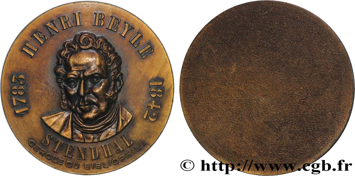 LITTÉRATURE : ÉCRIVAINS/ÉCRIVAINES - POÈTES Médaille, Henri Beyle Stendhal, Cercle du bibliophile TTB+