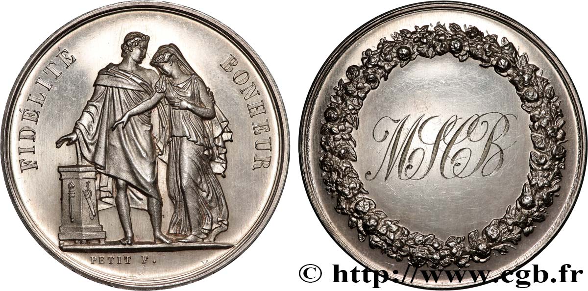 AMOUR ET MARIAGE Médaille de mariage, Fidélité et Bonheur fVZ