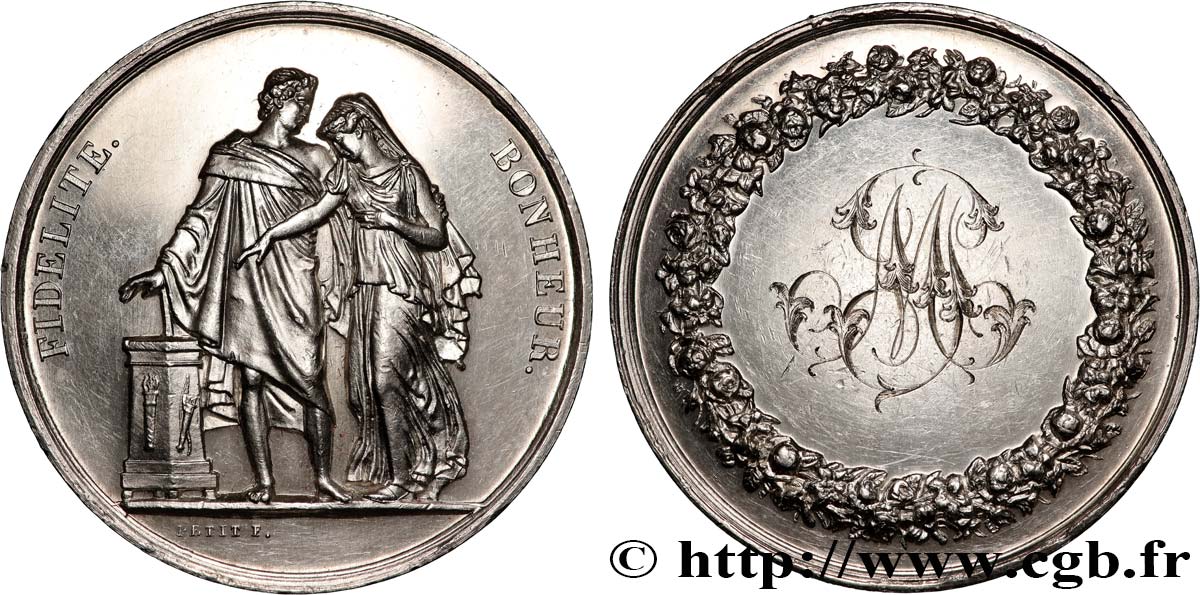 AMOUR ET MARIAGE Médaille de mariage, Fidélité et Bonheur SS