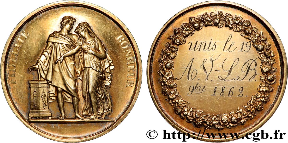 AMOUR ET MARIAGE Médaille de mariage, Fidélité et Bonheur AU