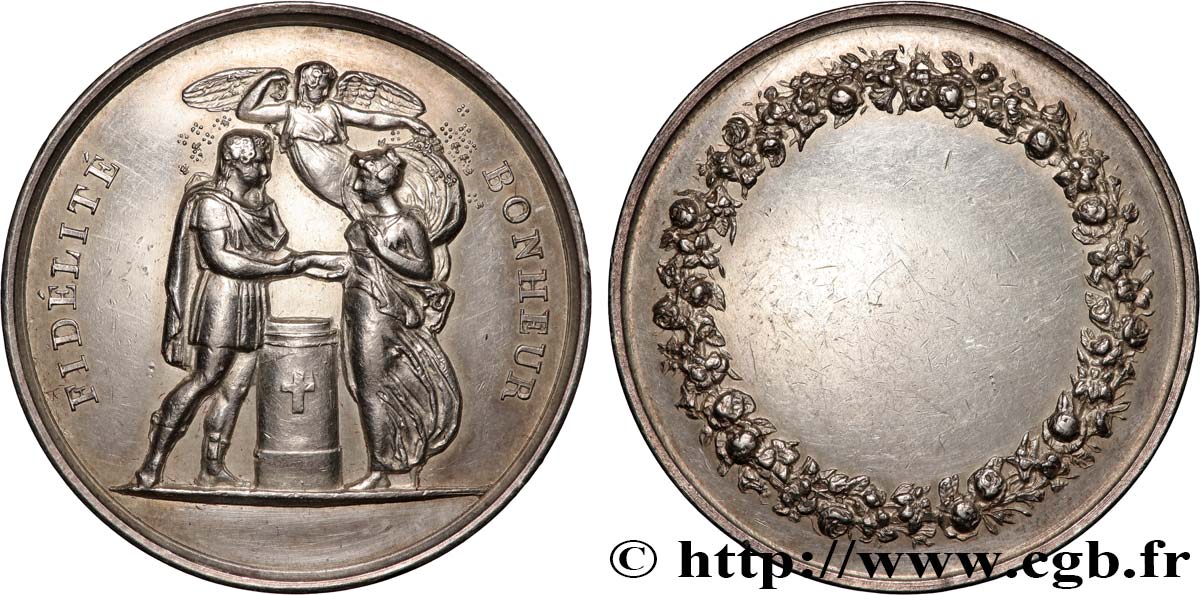 AMOUR ET MARIAGE Médaille de mariage, Fidélité et Bonheur TTB