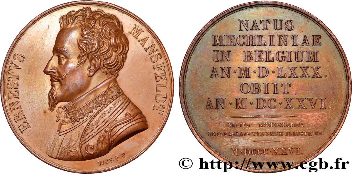 SÉRIE NUMISMATIQUE DES HOMMES ILLUSTRES Médaille, Ernst von Mansfeld q.SPL/BB