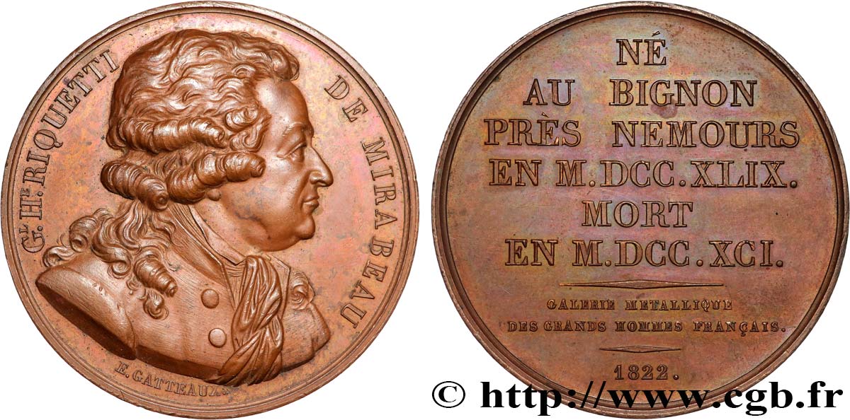 METALLIC GALLERY OF THE GREAT MEN FRENCH Médaille, Honoré-Gabriel Riqueti de Mirabeau AU