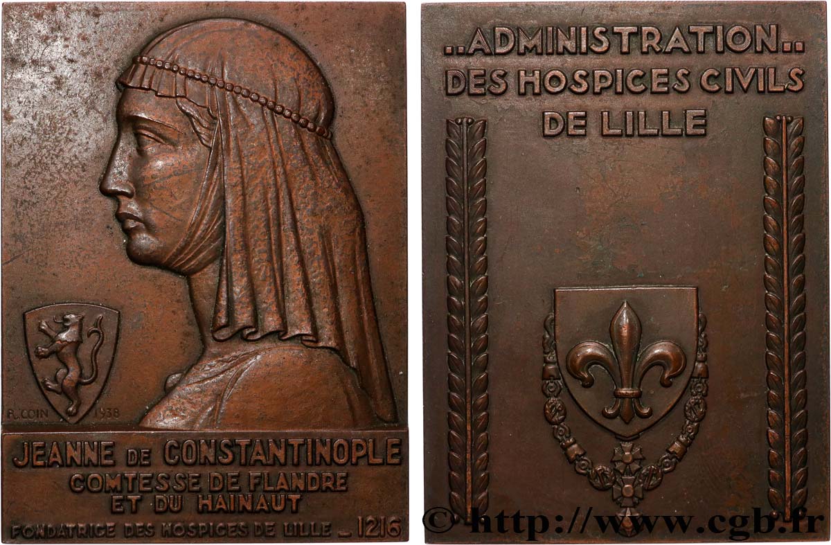 V REPUBLIC Plaquette, Jeanne de Constantinople, comtesse de Flandre et du Hainaut AU