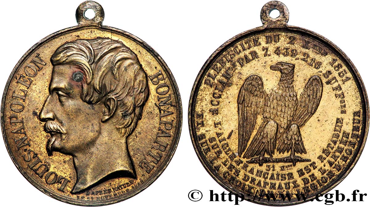 DEUXIÈME RÉPUBLIQUE Médaille, Plébiscite du 2 décembre 1851 fVZ