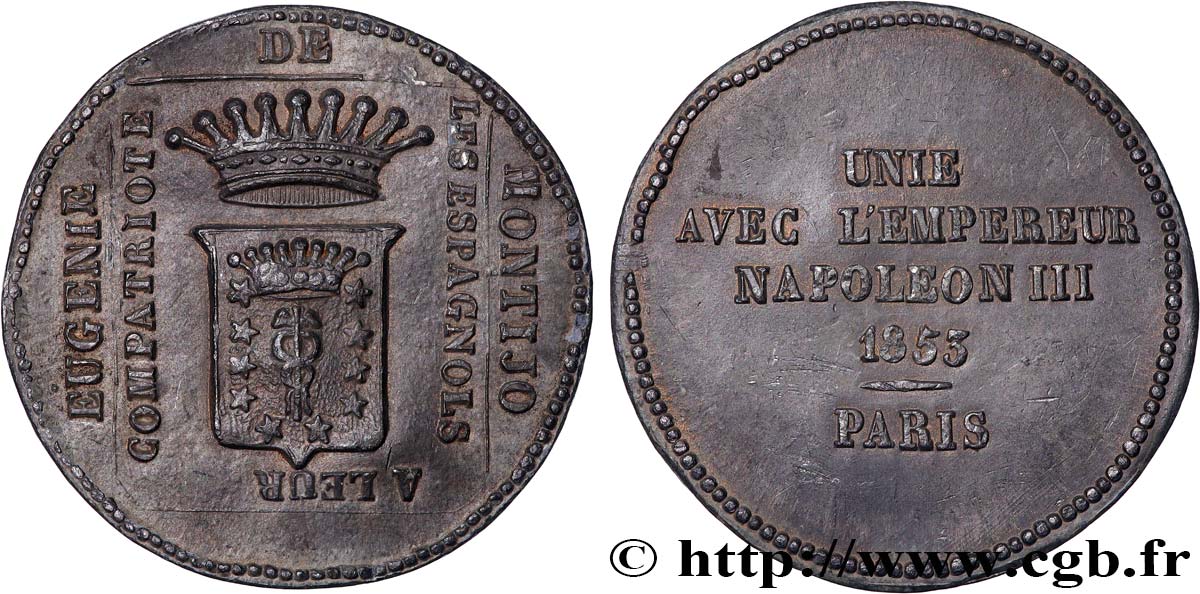 SECONDO IMPERO FRANCESE Médaille, Mariage de Napoléon III et Eugénie BB