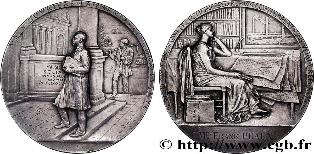 TROISIÈME RÉPUBLIQUE Médaille, Inauguration du musée social TTB