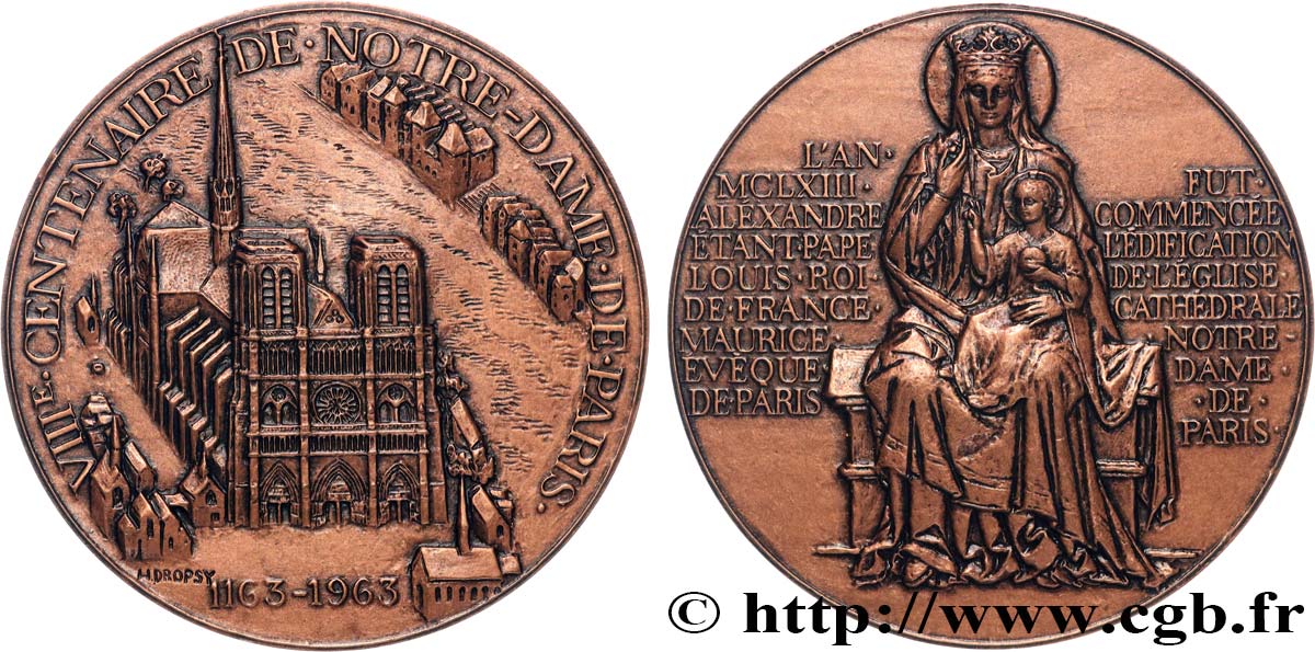 CINQUIÈME RÉPUBLIQUE Médaille, Notre Dame de Paris SPL