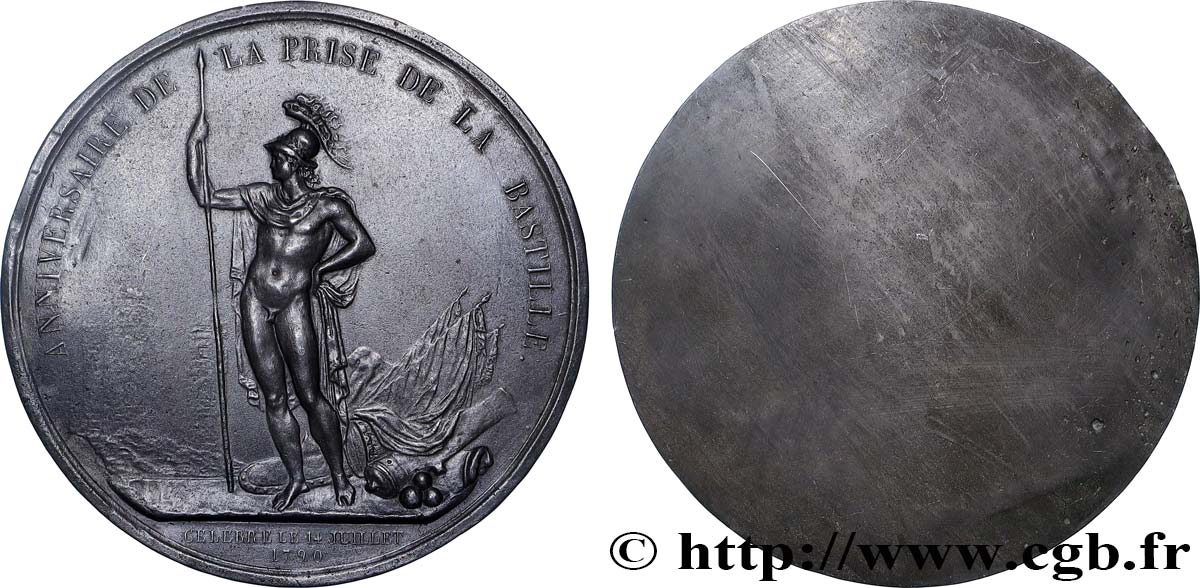 FRENCH CONSTITUTION Plaque uniface, Anniversaire de la prise de la Bastille SS