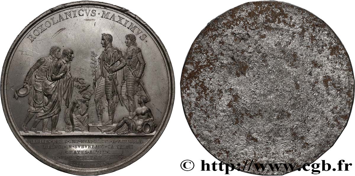 PREMIER EMPIRE / FIRST FRENCH EMPIRE Médaille, Députation des maires de Paris à Schoenbrunn - Victoire de Wertingen, tirage uniface de l’avers AU