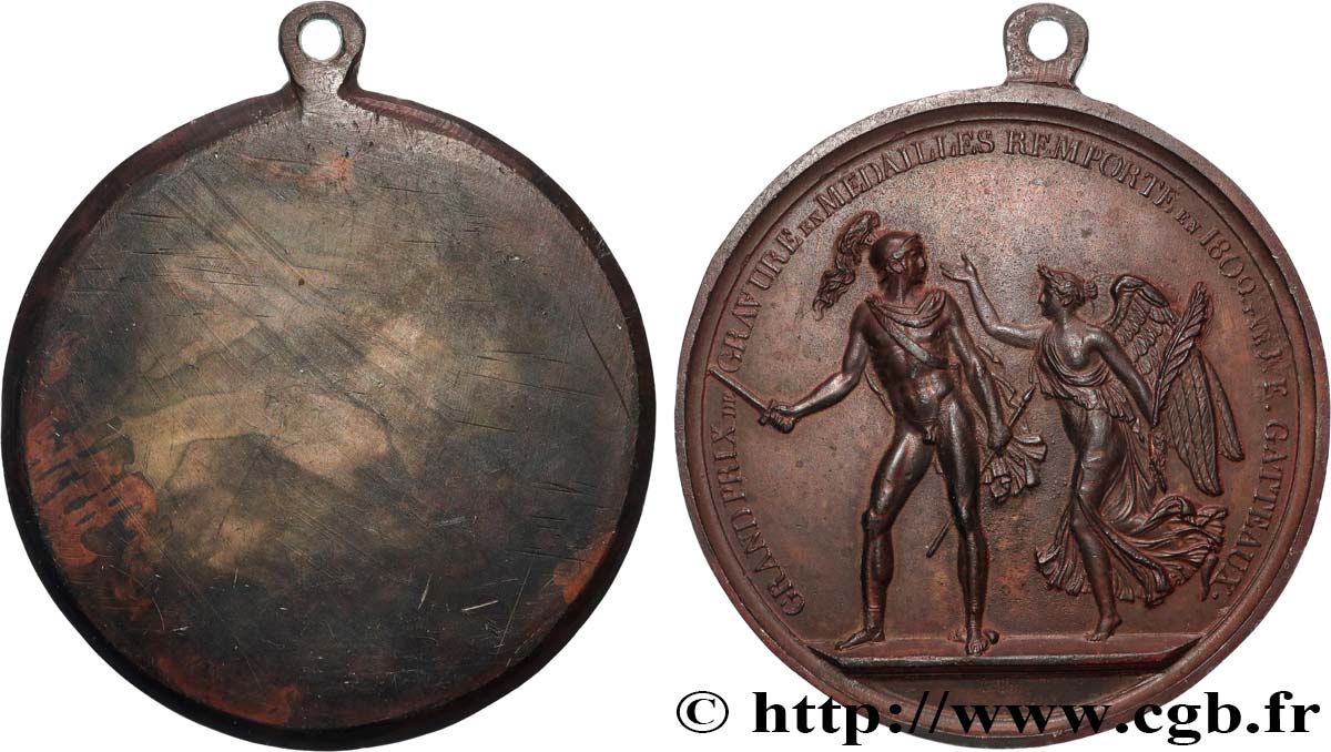 PRIMER IMPERIO Médaille, Grand Prix de gravure en médailles remporté par Jacques-Edouard Gatteaux, tirage uniface MBC+