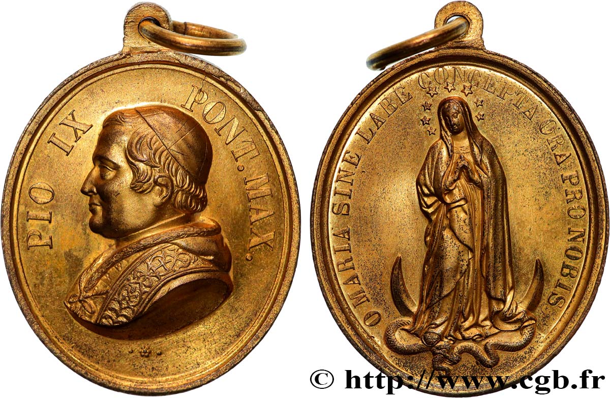 ITALIE - ÉTATS DU PAPE - PIE IX (Jean-Marie Mastai Ferretti) Médaille, Vierge Marie TTB+