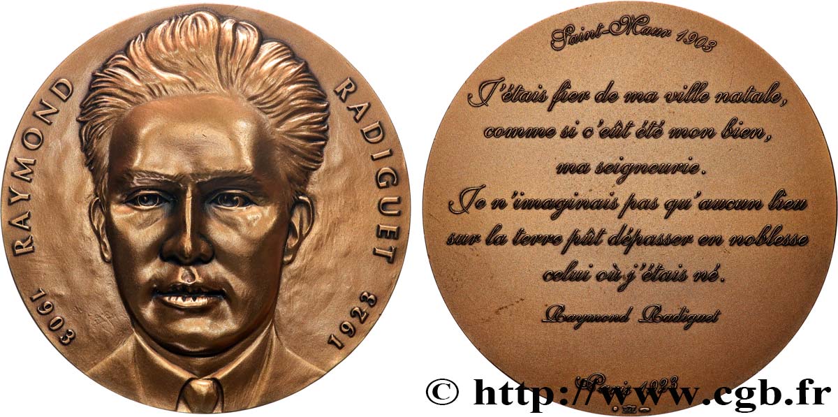 LITERATURE : WRITERS - POETS Médaille, Raymond Radiguet AU