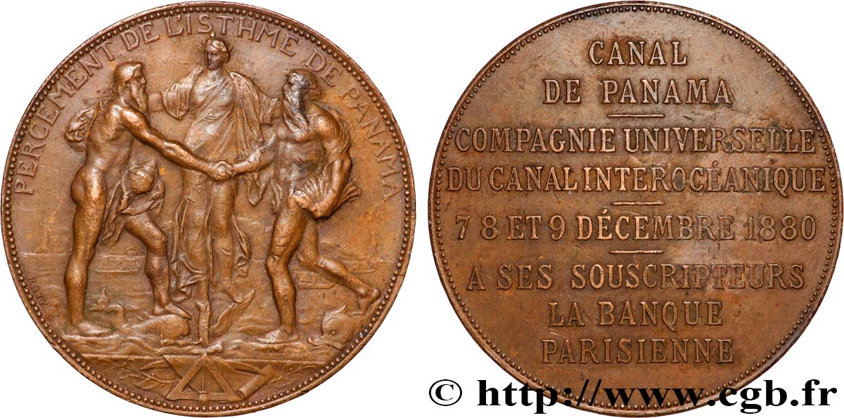 CANAUX ET TRANSPORTS FLUVIAUX Médaille, Banque Parisienne et Canal de Panama MBC+/MBC