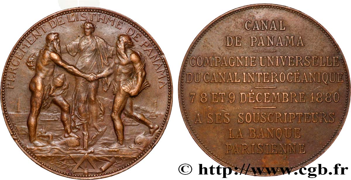 CANAUX ET TRANSPORTS FLUVIAUX Médaille, Banque Parisienne et Canal de Panama q.SPL