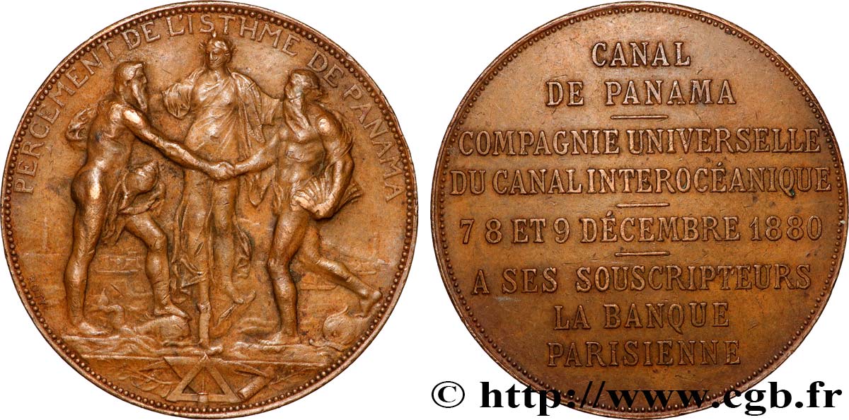 CANAUX ET TRANSPORTS FLUVIAUX Médaille, Banque Parisienne et Canal de Panama q.SPL