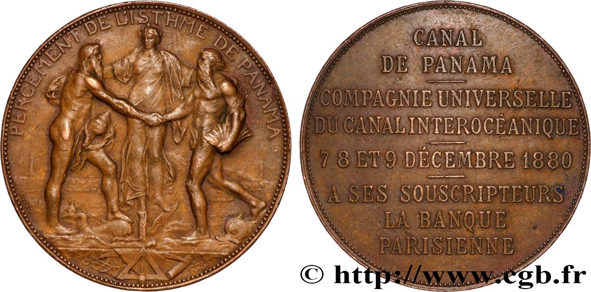 CANAUX ET TRANSPORTS FLUVIAUX Médaille, Banque Parisienne et Canal de Panama MBC+