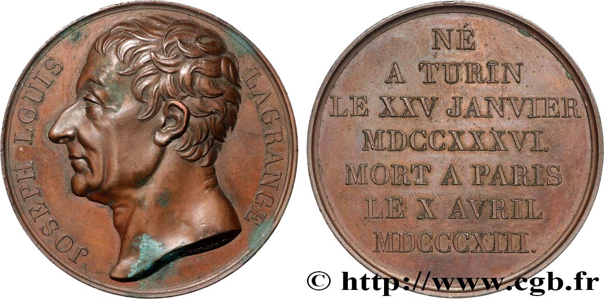 GALERIE MÉTALLIQUE DES GRANDS HOMMES FRANÇAIS Médaille, Joseph-Louis Lagrange SS/fVZ