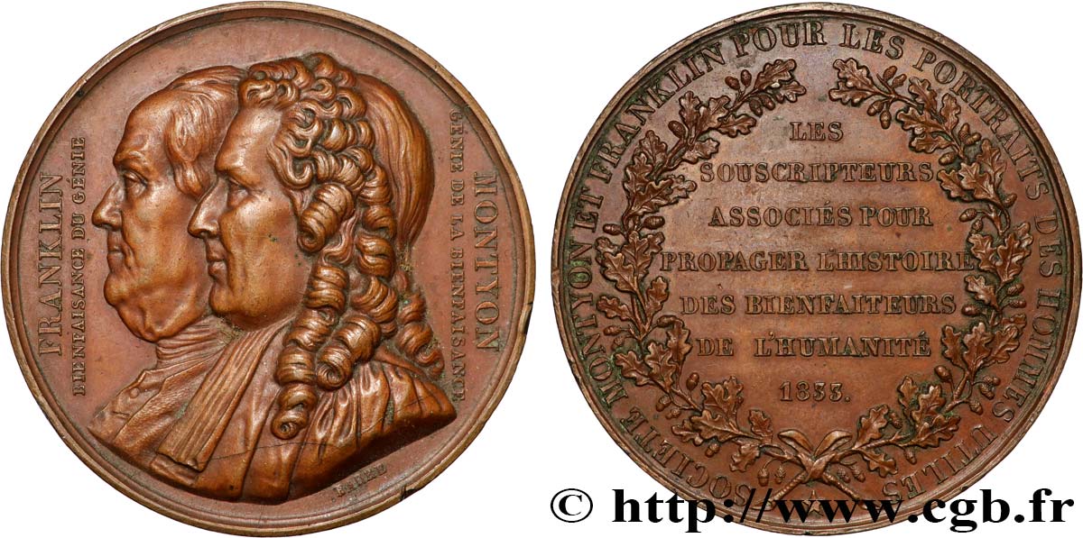 LUIGI FILIPPO I Médaille, Société Montyon et Franklin pour les portraits des hommes utiles q.SPL