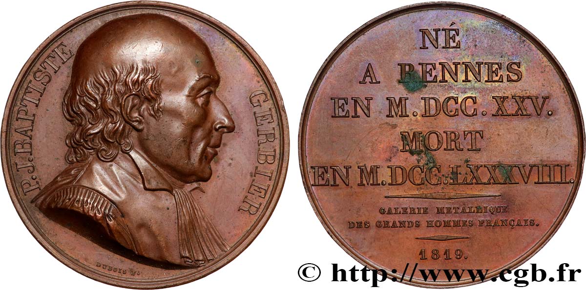 GALERIE MÉTALLIQUE DES GRANDS HOMMES FRANÇAIS Médaille, Pierre-Jean-Baptiste Gerbier TTB+