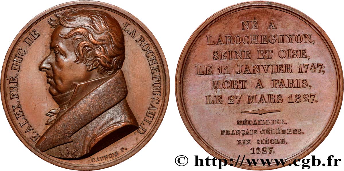 LUIGI XVIII Médaille, François-Alexandre, duc de La Rochefoucauld q.SPL