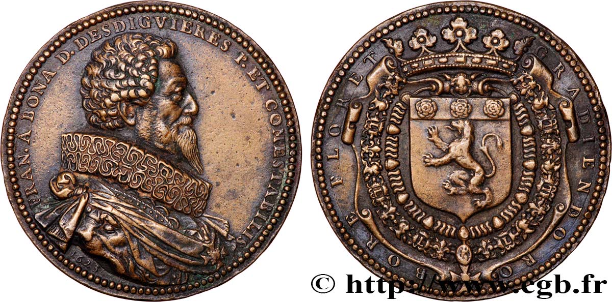 LOUIS XIII LE JUSTE Médaille, François de Bonne, duc de Lesdiguières et connétable de France TTB+