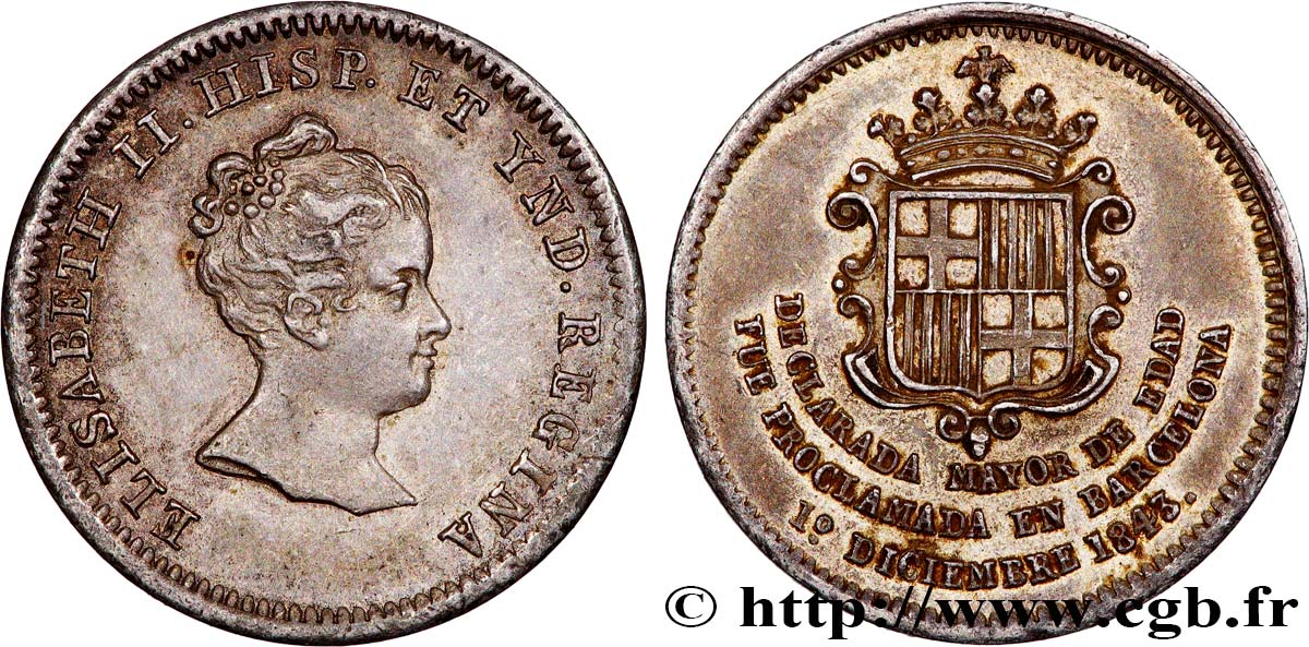 SPAIN - KINGDOM OF SPAIN - ISABELLA II Médaille, Majorité XF