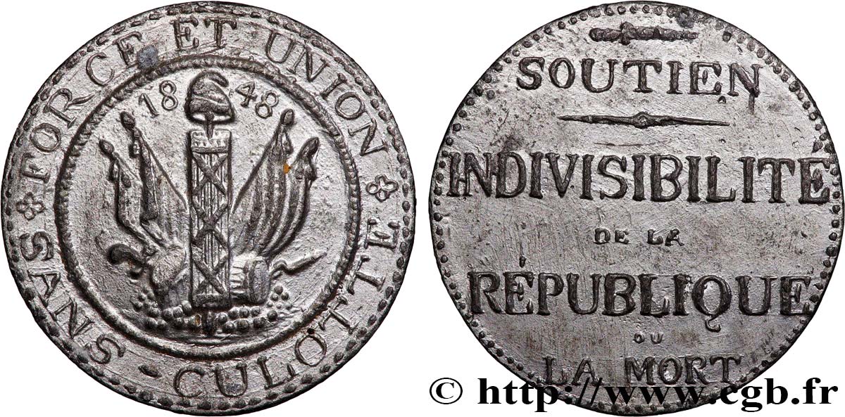DEUXIÈME RÉPUBLIQUE Médaille, Sans-Culotte q.SPL