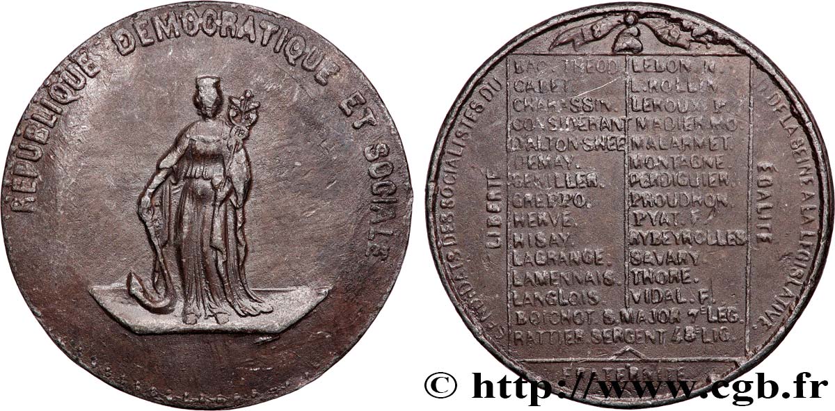 SECONDA REPUBBLICA FRANCESE Médaille, Anniversaire de la réunion de l’Assemblée, Proclamation de la République BB