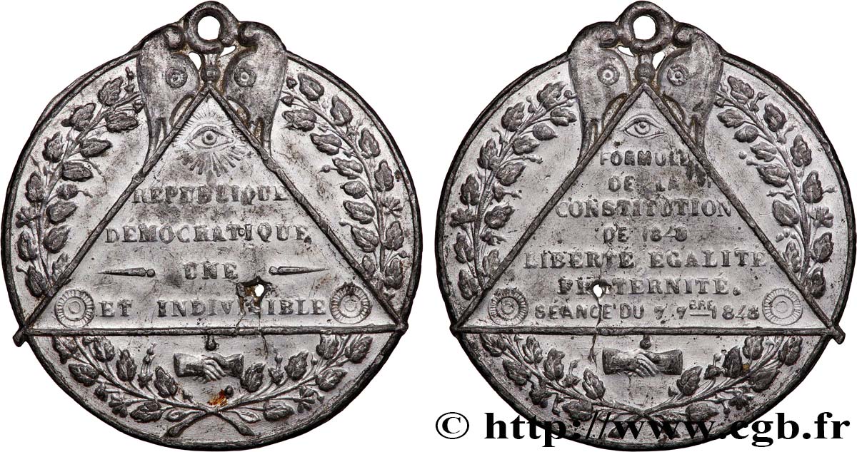 DEUXIÈME RÉPUBLIQUE Médaille, Adoption des formules de la constitution BB