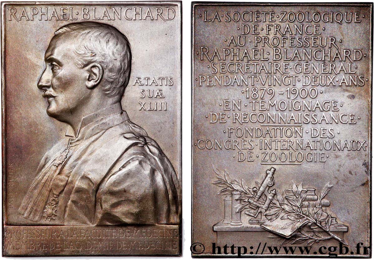 III REPUBLIC Plaquette, Raphaël Blanchard, professeur à la faculté de médecine AU
