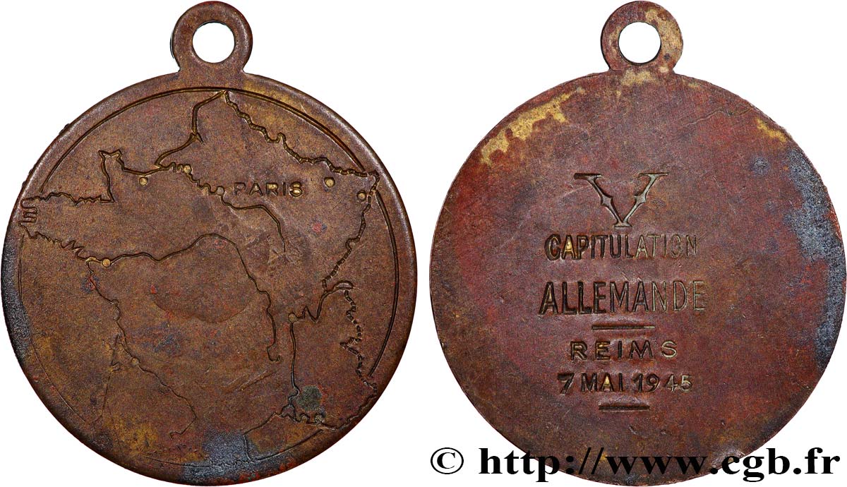 PROVISORY GOVERNEMENT OF THE FRENCH REPUBLIC Médaille, Capitulation allemande XF