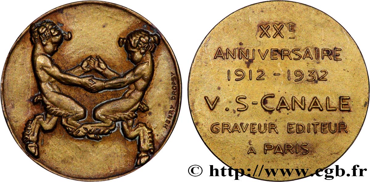 TROISIÈME RÉPUBLIQUE Médaille, XXe anniversaire, Victor Canale TTB